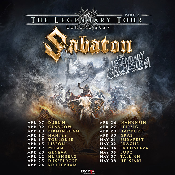 Sabaton concert tour poster 2026–2027